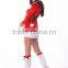 Hot selling Polyester hooed fashionable red christmas dress with fairy leg set
