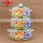 Beautiful Design Enamel / Ceramic Kitchen Nonstick Cookware Pot Set with Glass Lid