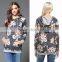 bangladesh wholesale clothing Sweet Floral French Terry floral long sleeve Raglan Hoodie With pocket and adjustable drawstring