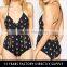 Factory Custom High Quality Slip Back Cross Swim Suite With Fruit Print