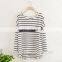The new model fashion women t-shirt modal loose plus size long bat sleeve blouse render striped t shirt for women