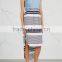 Wholesale Women Apparel Striped Casual Elasticated Waist Navy and White Gauze Skirt(DQE0349SK)