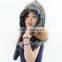 CX-C-242M Hand Knitted Women Real Rex Fur Animal Cap