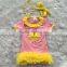 2016 new Easter girls dress baby girls chick cute party dress yellow Summer clothes with accessories set