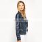 Navy biker Suede And Leather Jacket for women