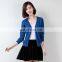 Spring Autumn high quality fashion multicolor slim fit V-neck custom knit woolen sweater new designs for ladies manufacturer