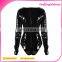 Newest Zipper Front Tight Long Sleeve Women Leather Sexy Lingerie