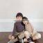 Boys and girls tops 2020 autumn Korean children's half high collar baby striped beige all-match bottoming shirt