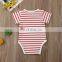 2019 summer black white striped "i love daddy" letter print kdis cotton rompers baby short sleeved jumpsuits 0-2years