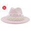 Wool Jazz Fedora Hats Casual Women Leather Pearl Ribbon Felt Hat White Pink Yellow Panama Trilby Formal Party hats 58-61CM