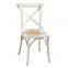 china wholesale manufacturer solid wood party metal banquet hotel lobby dining cross back chair dining rustic wedding for sale