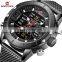 NAVIFORCE 9153 Mens Luxury Japan Quartz Digital Watch Stainless Steel Mesh Strap Fashion Wrist Watch