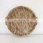 Straw Round Water Hyacinth Woven Tray with Handle And Metal Frame Cheap WHolesale Made in Vietnam
