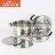Two layer Multi-functional Steam pots stainless steel steamer pot Tempered glass lid & steel lid