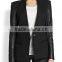 Leather-Sleeved Wool Blazer for women