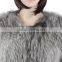 Women silver fox fur coat knitted fox fur coat KZ150081