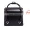 2016 Promotional Professional Zipper PU Black Round Small Leather Makeup bag