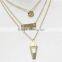 Multistrand Gold Bar Square Necklace 3 Strand Necklace Chain Pendant Necklace Layered Necklace Fashion Style Wholesale