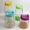 Glass Storage Jar with Handle Plastic Lid