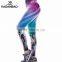New Women Sport Pants Corlorful Waves Printed Leggings High Elastic Leggins