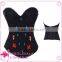 Elegent fashion women black rhinestones bustier top sexy corsets