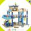wholesale beautiful wooden toddler doll house toy kids blue wooden doll house top sale wooden doll house toy W06A038
