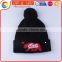 100% Acrylic Jacquard Knitted Hat Wither Embroidery CC Beanie
