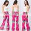Hot pink stretchy wide bottom pants for ladies
