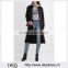 Wholesale Ladies Apparel Pleated Black Stretch-wool Bomber-style Ribbed Trims Long Coat(DQE0382C)