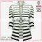 Ladies top fashion white and black striped blazer 2015 for autumn