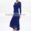 Patchwork summer dark blue ransparent women folding dress