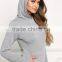 MGOO 2017 New Arrival 100% Cotton Jersey Long Sweater Heather Grey Hooded Split Fashion Long Sleeves Hoodies