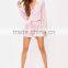 MGOO Custom Pink Stripe Satin Pyjamas High Waist Women Sleepwearing Satin All Over Print Nightwear