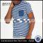 MGOO Custom Striped Flat Knit T-shirt 100% Polyester Short Sleeve T Shirts With Pocket