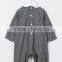 Grey Flannel Collared Winter Baby Romper for Little Cute Baby with Button Fastening and Button Cuffs