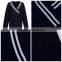 Navy Designer Wrap V-neck Stripe Detail Sweatshirt for Women