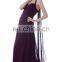 EB2227 A-Line Scoop Halter Top Ruched Chiffon Evening Dress