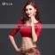 S-3085 New designed half sleeve hot drill modal elastic sexy belly dance cropped top