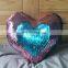 Heart  Mermaid Sequin Pillow Case Reversible Valentine Throw Cushion cover