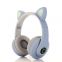 Headset Bluetooth compatible headset wireless LED girl stereo foldable sports headset microphone headset cute cat ears