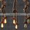 Retro industrial style hemp rope with 2 heads pendant light for decorate