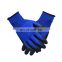 Hot selling Royal Blue Polyester Super Soft Foam Latex Coating on Palm work safety garden glove