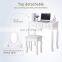 White Vanity Table with Oval Mirror/ 5 Drawers Makeup Table with Mirror Wood Dressing Table w/Cushioned Stool