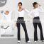 Contrast Color Sports Tight Shirts Women Long Sleeve V Neck Causal Custom Crop Tops 80nylon 20spandex