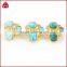 Three Stone Turquoise Ring Size:6~8