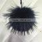 Multicolor and fluffy raccoon fur pom pom keychain