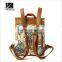 Best selling beautiful image flower printing leather strap backpack bag
