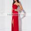 Best Selling Sexy High Slit Red Tight Maxi Strapless Club Dresses 2015