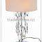 metal in chrome finish campanula table light with acrylic top diffuser fabric shade