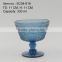 press drinkware/Wine goblet,Hiball,DOF, ice-cream cup,pitcher color glass in ink blue with float grass embossed patern